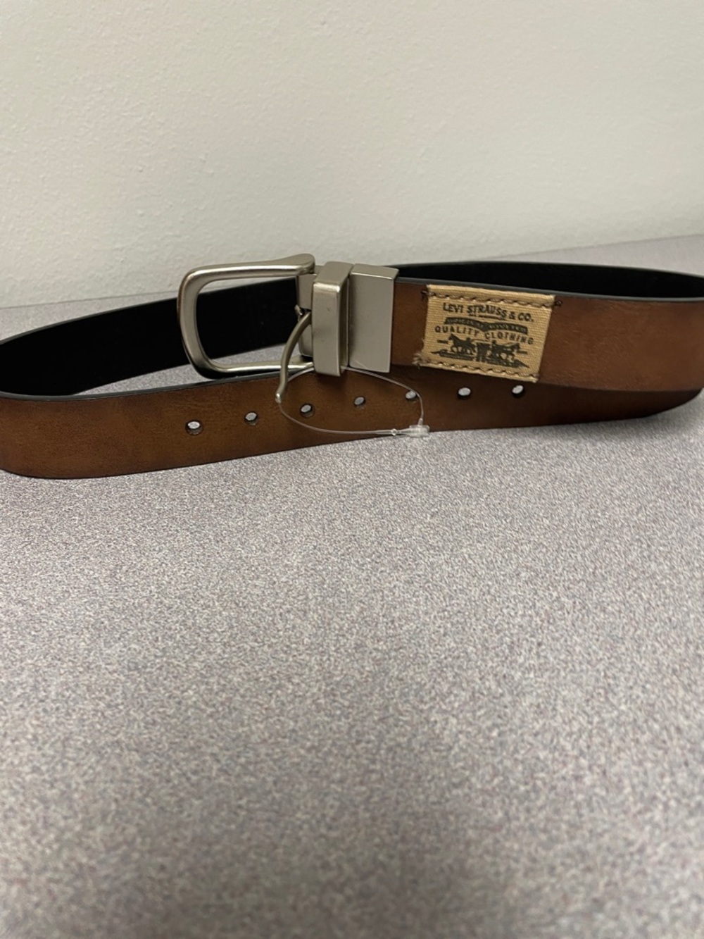 Levi's Kids Brown and Black Reversible Belt with Silver Buckle Size M